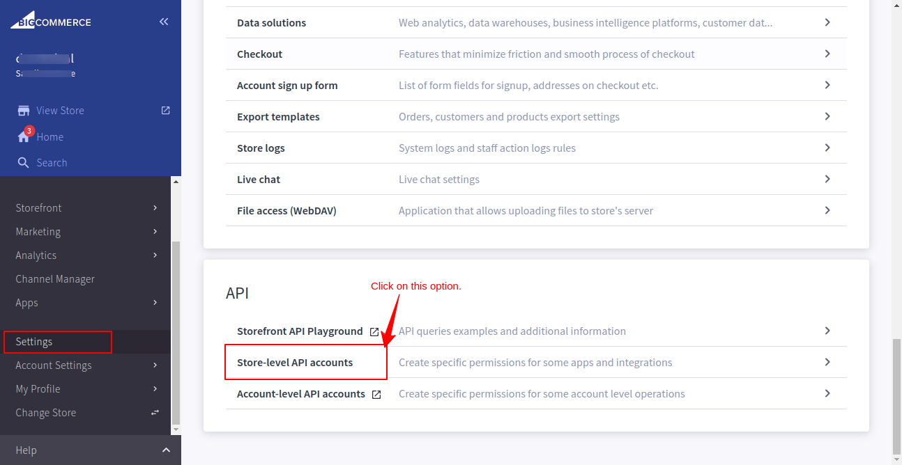 Store level API account option in BigCommerce
